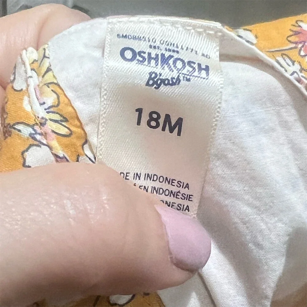 OshKosh B'gosh Dress Baby Baby 18M Mustard Yellow Floral Fit & Flare